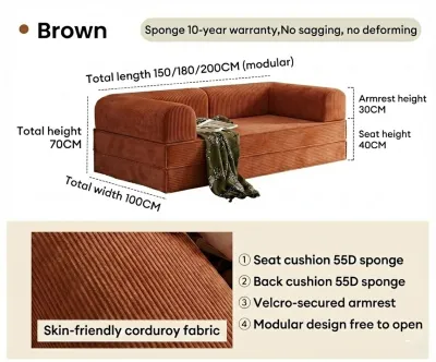 DreamHug Folding Sofa Bed 4-in-1 Foldable Floor Couch Convertible Futon Sofa with Armrests - Sleeper Mattress Chair Bed Comfy Portable Fold Out Lounge Guest for Living Room Bedroom