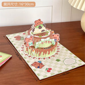 DIY Cartoon Three-dimensional Birthday Cake Greeting Card Foldable Blessing Letter Paper Cut-free Envelope Material Pack