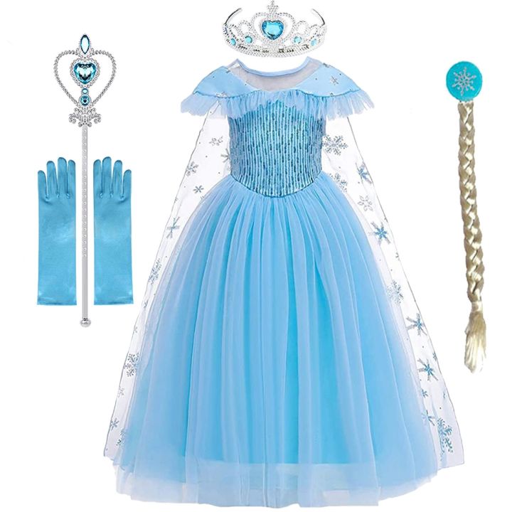 Trang phục Disney Frozen 2 Váy công chúa cho bé gái Lễ hội sinh nhật dài  tay màu xanh cho trẻ em Cosplay Nữ hoàng tuyết Elsa Anna Quần áo | Lazada.vn