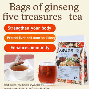 ชาโสมและห้าสมบัติสำหรับผู้ชาย ชามัลเบอร์รี่และโกจิเบอร์รี่ ชาสมุนไพร ชาเพื่อสุขภาพ ถุงชาสะดวก ชาเพื่อสุขภาพสำหรับผู้ชาย