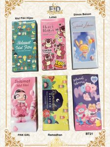 Premium Amplop Panjang Edisi Hari Raya Idul Fitri 2025 - THR Lebaran Isi 50 Pcs / 12 Pcs Angpao Besar New Collection Motif Terbaru Labubu Kartun