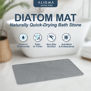 Aligma Super-Absorbent Quick-Dry Stone Pattern Bath Mat with Non-Slip Surface and Anti-Mold/Antibacterial Feature