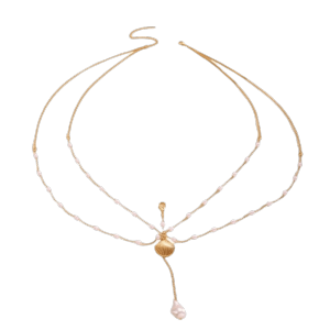 DJDK Seashell Starfish Body Chain Alloy Pearl Boho Chest Chain Inspired Cool Pendant Belly Chain Women