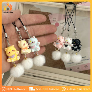 Cute Scarf Plush Ball Cat Phone Lanyard 3D Cartoon Cat Phone Chain Keychain Student Phone Chain Bag Pendant