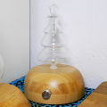 EARTH Home Nebulizing Diffuser/ Nebulizer for Pure Essential Oils, Handmade Glass, Bamboo Base with lighting. 