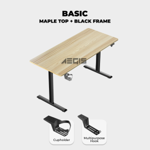 [CLEARANCE 140CM] AEGIS Rhombus Electric Standing Desk Ergonomic Height Adjustable Table Wood Top Office Desk 2 Memory Presets Single Motor 2 Years Warranty