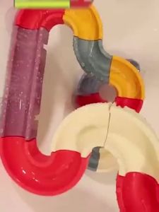DIY Bath toy childrens assembly track with rolling balls fun and educational bath duck building blocks