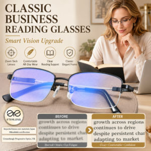 Reading Glasses Anti-Blue Light Metal Frame Clear Vision Durable Eyewear for Men