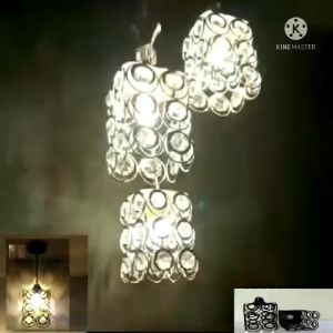 Lampu gantung hias 3in1 lampu vintage modern bulat mercon dan kotak crystal Lum termasuk bohlam