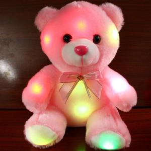 Lightnice Funny Colorful LED Glowing Small Bear Stuffed Doll Night Light Animals Plush Toys