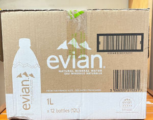 Thùng 12 chai nước khoáng thiên nhiên Evian 1L (1L x 12)