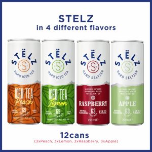 STËLZ Party Pack 12x250ml Mixed Flavours Hard Iced Tea & Hard Seltzer 4.5% ABV