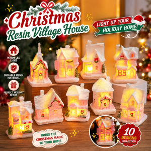 Christmas Mini LED Resin Village House Xmas Micro Landscape House Luminous Lamp Desktop Ornaments