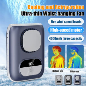 🌬️🔋2025 New Ultra-Thin Waist Clip Fan Mini Handheld Fan With Smart Cooling Display 16°C/24°C Quiet Waterproof & Energy-Saving For Outdoor Work