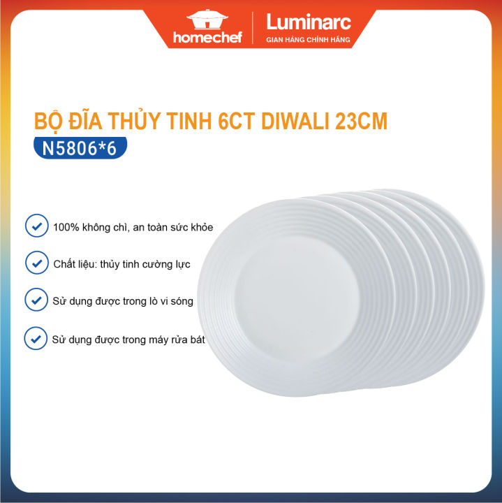 Bộ 6 đĩa thủy tinh sâu lòng Luminarc Harena 23cm N5806*6, an toàn trong ...