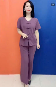 Đồ bộ nữ trung niên cho mẹ bộ trung niên nữ  lụa pháp quần dài ống vừa -TL43