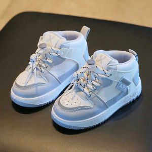 เด็กรองเท้ากีฬาเด็ก1-7ปี2022 Autunm แฟชั่นใหม่กันน้ำหนังสูงท็อปส์รองเท้าผ้าใบสำหรับสาวๆลื่นนุ่มแต่เพียงผู้เดียวรองเท้าสเก็ตสำหรับเด็กเด็ก