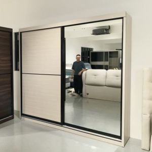 bilik furniture -Wardrobes Anti-Jump Sliding Door 1Door Full Mirror ~ Saiz 6x8 dan 8x8 -Cabinets