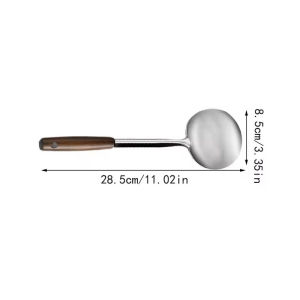 Durable Stainless Steel Kitchen Stir Fry Spoon Stainless Steel Mushroom Shovel With Wooden Handle Lengthened Cooking Spoon Kitchenware Spatula For Cooking