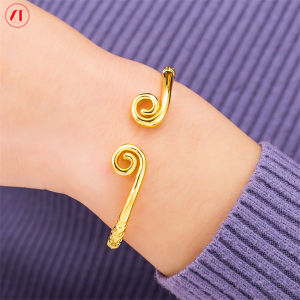 XT Jewellery Korea 24k Pattern Ring Golden Hoop Bracelet Adjustable Gold Plated