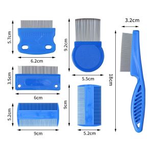 6 Pcs/set Pet Flea Comb Stainless Steel Head Lice Comb Cat Grooming Comb Removes Crust Small Lice