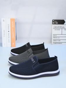 MenS Summer Breathable Soft Sole Casual Mesh Hollow Slip-On Shoes Non-Slip Cloth Shoes