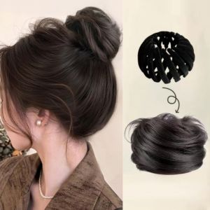 DSGTG Dụng cụ làm búi tóc Búi Tóc thẳng tổng hợp Hình tổ chim Scrunchie Mảnh tóc updo Khí chất Cổ điển Búi tóc giả Phụ nữ