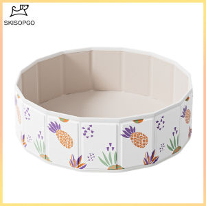 SKISOPGO Kid Foldable Round Pit Pool Kid Indoor Safe Private Paradise Cassia Seed&ocean Ball Fence sandpit Pool