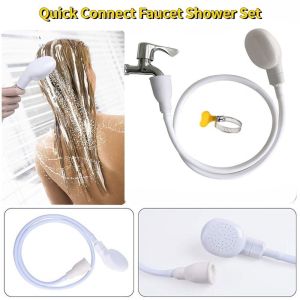 HUNIU Quick Connect Universal Sink Spray Rubber Hose Multifunctional Shower Head Shampoo Showerhead Extender Portable Shampoo Spray Bathroom Use