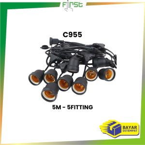 FH-C955 Kabel Fitting Lampu Gantung Outdoor 10 Meter 10 Fitting dengan Colokan / Fitting Lampu Hias
