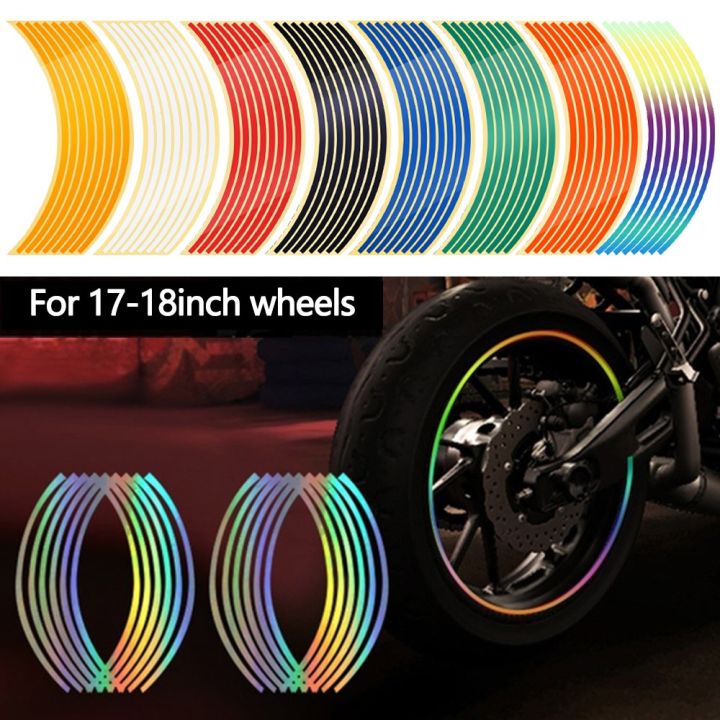 16 Strips for 17-18 inch wheel Motorcycle Wheel Sticker Reflective ...