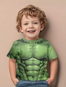 [Local Stock] VCC Muscle Kids T-Shirt Muscle Print T-Shirt Summer Beach Holiday Boy Short Sleeve 3D Digital Printing T-Shirt Casual Children Tops