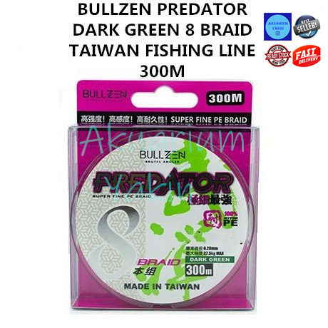 4077 BULLZEN PREDATOR DARK GREEN 8 BRAID TAIWAN FISHING LINE 300M