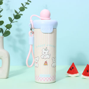 Highcolor ulation cup Plastic floating ball straw cup Flower tea cartoon ulation water cup/High-value 316 stainless steel float insulation cup new cartoon flower tea plastic straw cup