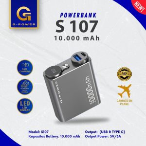 G-Power Powerbank S107 10000 mAh 22.5W+PD Fast Charging Dual Port Output Garansi Nasional
