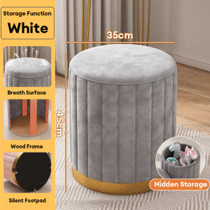 TableTrove Stool -Round Velvet Vanity Dressing Nordic Chair & Sofa Footrest Multi-Use Stool Sofa Footrest