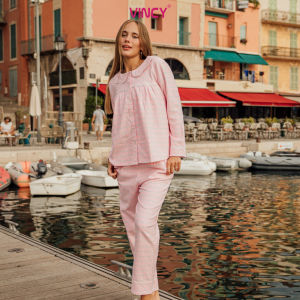 [Mua 3 giảm 20% mua 2 giảm 15%] Bộ pijama dài tay cổ lá sen chất kate nỉ ấm áp cho Thu Đông BKD120W41