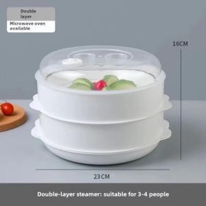 双层蒸笼 Microwave Oven Special Steamer Steamed Dumpling Rice Container Steamed Microwave Food Cooking Container Kitchen Cooking Gadget