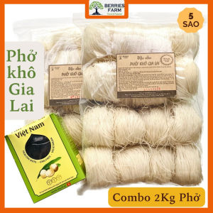 Bánh PHỞ KHÔ GIA LAI 2kg từ 100% gạo sợi dai - đặc sản Gia Lai phở trộn hai tô có bán tương đen | Berries Farm