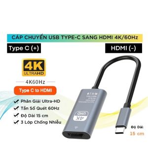 Cáp Chuyển Đổi Từ Type C Sang HDMI 2.0 4K - Tương Thích nhiều thiết bị điện thoại và laptop