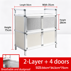 CompactSteel store Kitchen Cabinet 2/3/4 Layers Dish Storage Cabinet with Doors Dustproof Food Storage Cupboard Space Saving Kitchen Organizer