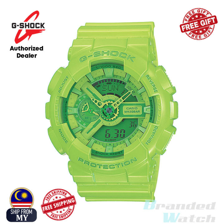 Official Casio Warranty Casio G Shock Ga 110b 3 Mens Analog Digital Green Resin Strap Watch 8433