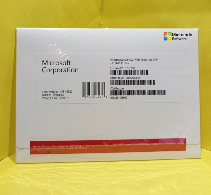 Windows Server 2022 STANDARD Original 16 Core 5 cal Fullpack Original ...