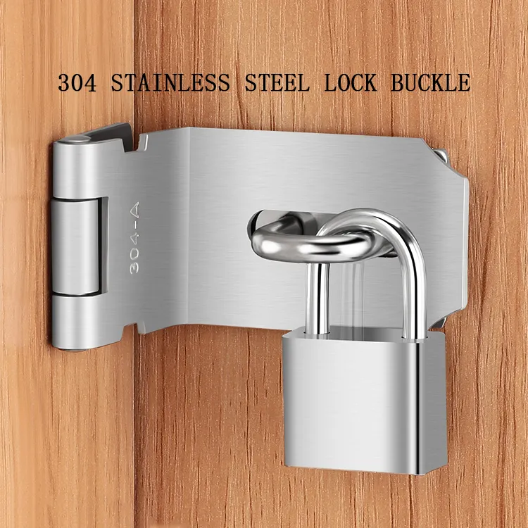 Stainless Steel 90 Degree Padlock Hasp Door Shed Door Lock Safety Padlock  Door Buckle Gate Bol (3/4/5 Inches)