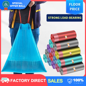 【Thickened】1 Roll = 15Pcs Trash Bags with Strings Creative Garbage Bag with Handle Biodegradable Drawstring Rubbish Bag