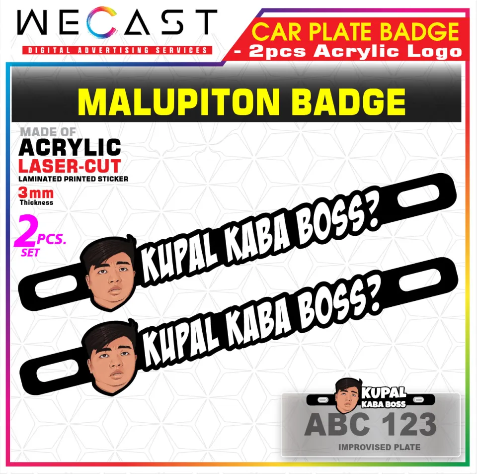 WECAST MALUPITON CAR PLATE BADGE KUPAL KABA BOSS 3mm Acrylic