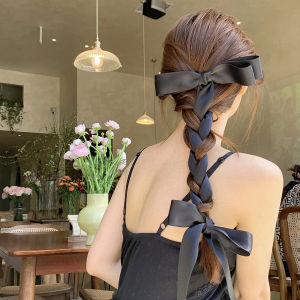 กิ๊บติดผมผ้าไหมสำหรับผู้หญิงคลิปสปริงแฟชั่นผูกโบว์ริบบิ้นยาวมากสำหรับกิ๊ฟติดผมสไตล์บัลเล่ต์เครื่องประดับผม