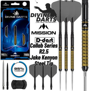 MISSION STEEL TIP DARTS - 24G Collab Series R2.5 (Jake Kenyon) 95% TUNGSTEN DART SET