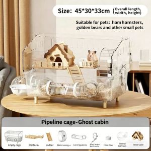 【🔥🔥SG SPOT】Luxury Acrylic Hamster Villa 45×30×34cm | Transparent Breeding Box |   Anti Escape | Easy Clean Cage