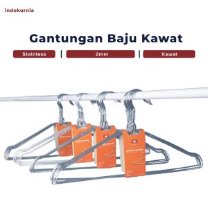PROMO 50 PCS Gantungan Baju Hanger Kawat Anti Karat Tebal/Hanger Stanlies isi 10